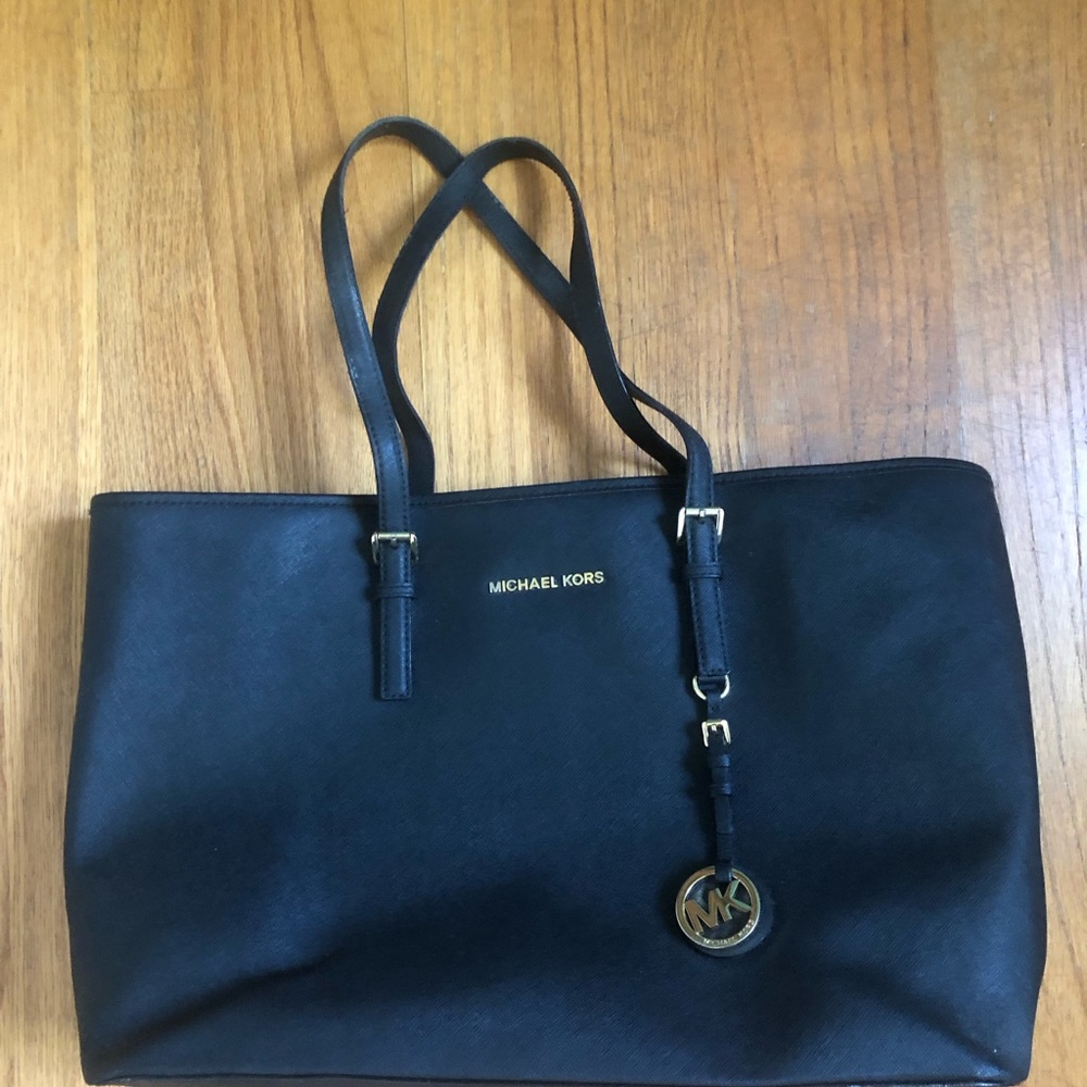 MICHAEL Michael Kors Black Leather Tote Bag